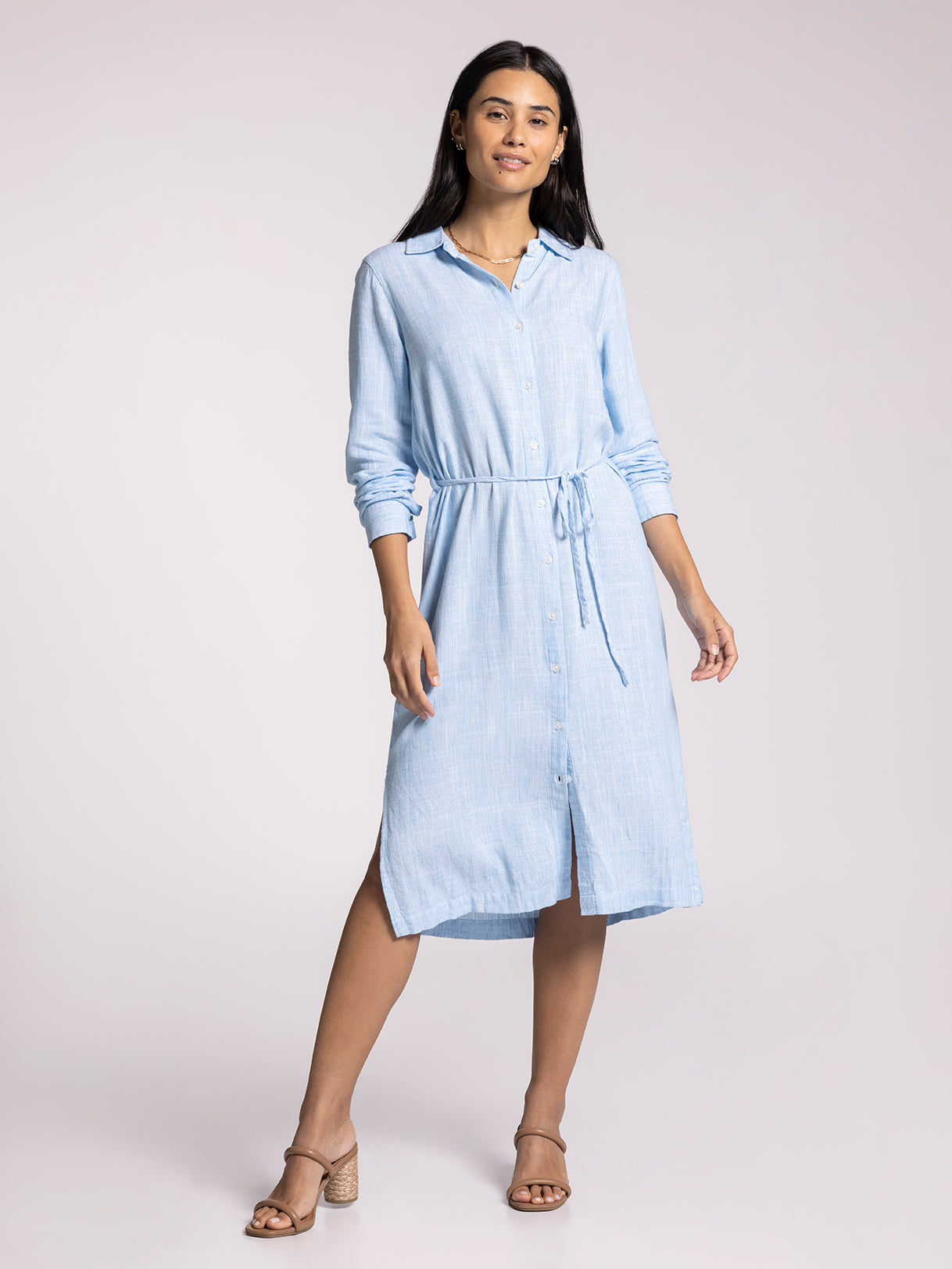 Women's Thread & Supply Ainsley Shirt Dress Medium Blue Microstripe Women's Thread & Supply Ainsley Shirt Dress Medium Blue Microstripe