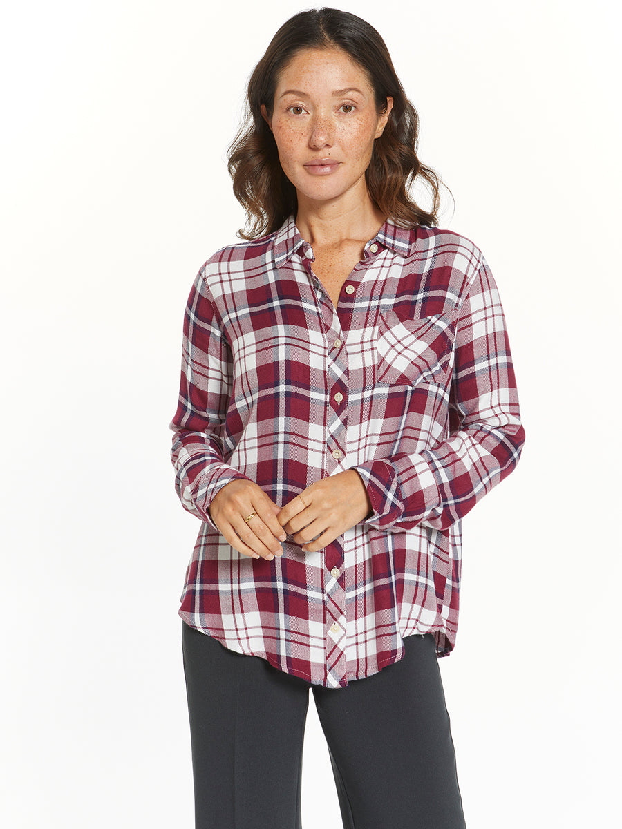 Orvis Women's Stretch Flannel Button Down Shirt, Red Plaid XS