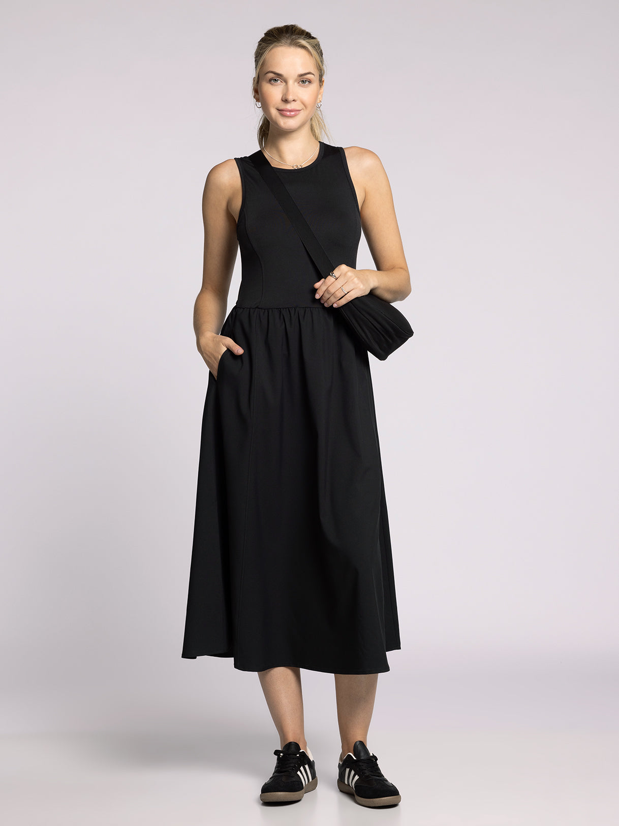 thread and supply black midi dress Melanie Black Floral Tiered Midi Dress, XX Large