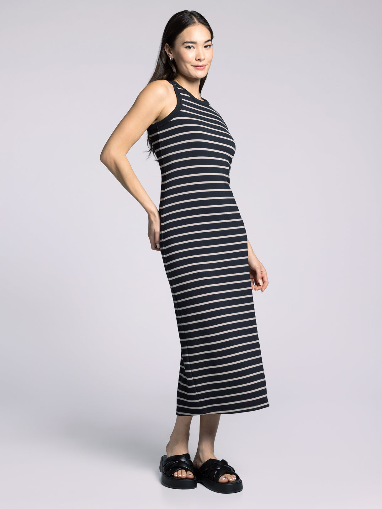 Women's Thread & Supply Walter Midi Shirt Dress Large Black White