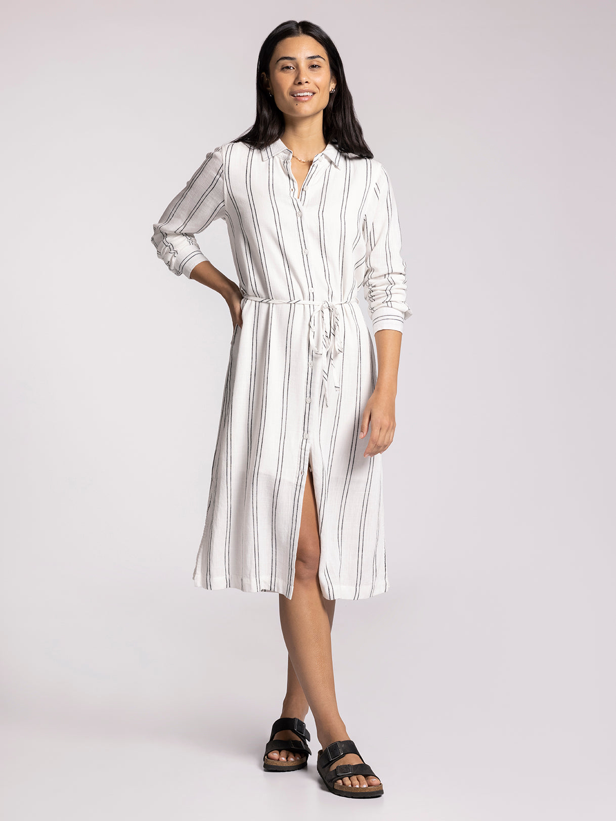 Women's Thread & Supply Ainsley Shirt Dress Large White Black Stripe Women's Thread & Supply Ainsley Shirt Dress Large White Black Stripe
