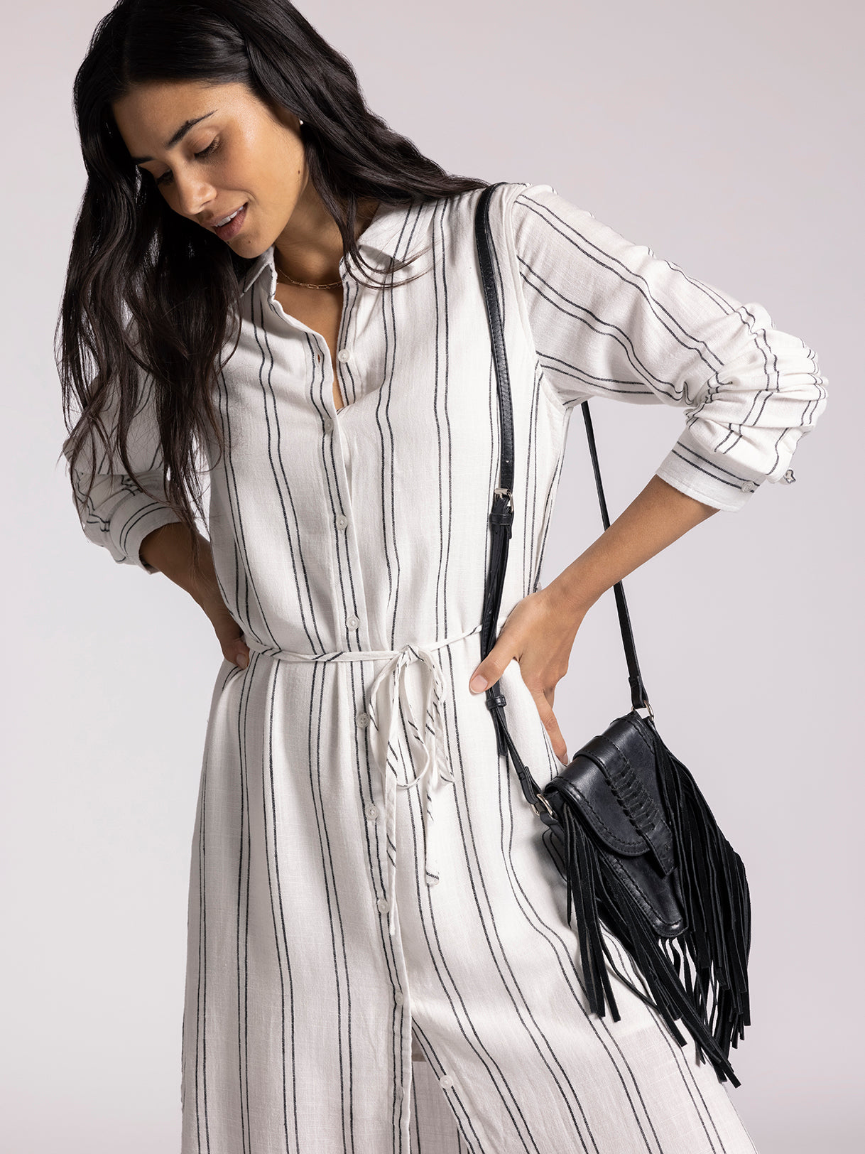 Women's Thread & Supply Ainsley Shirt Dress Large White Black Stripe Women's Thread & Supply Ainsley Shirt Dress Large White Black Stripe