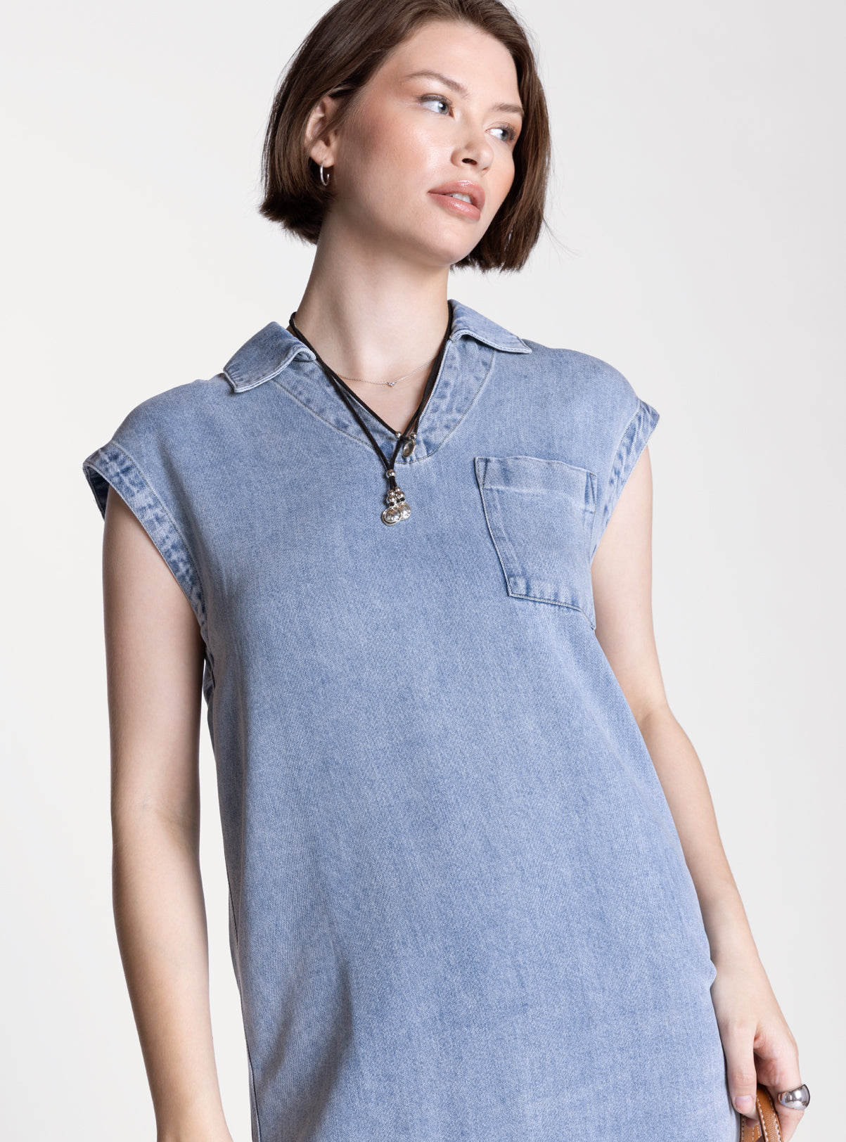 WISTERIA DRESS LIGHT DENIM WASH / XL