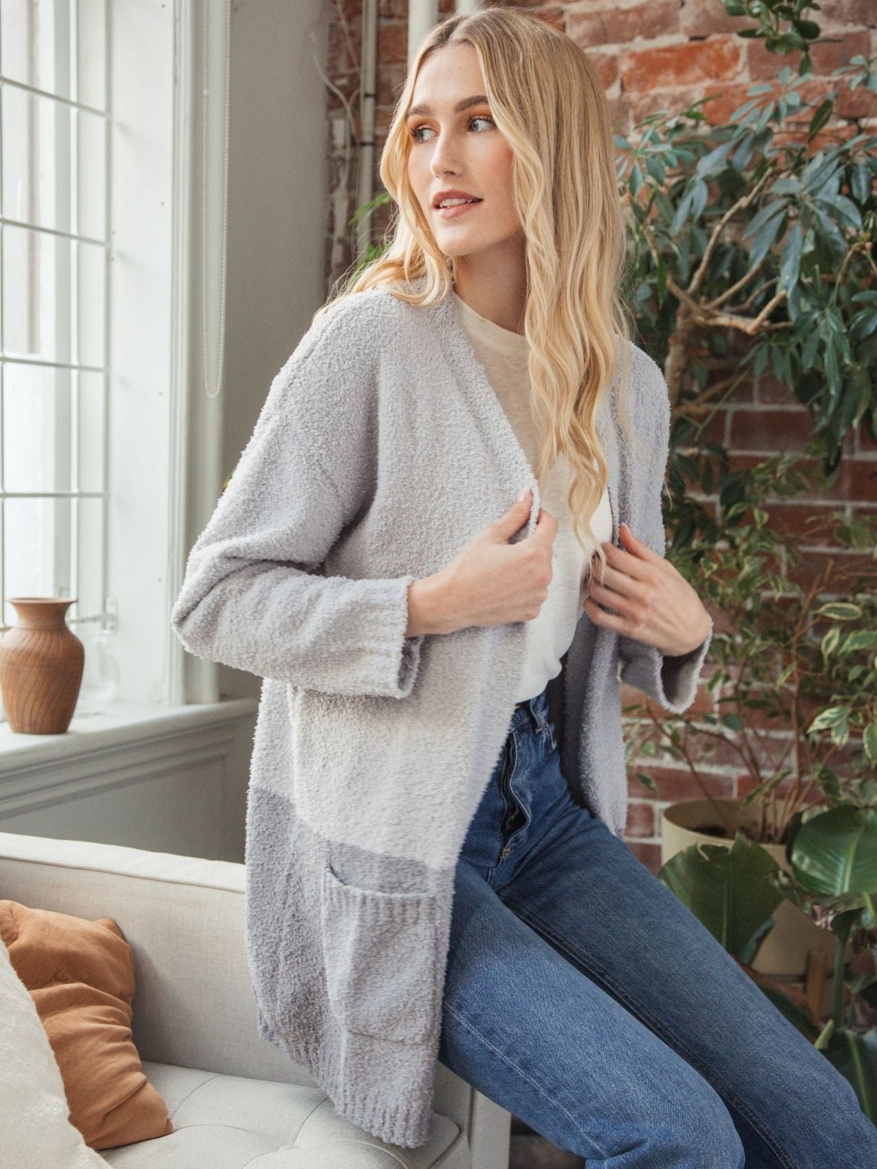 Thread & Supply Color Block Gray Cardigan Size S - 76% off
